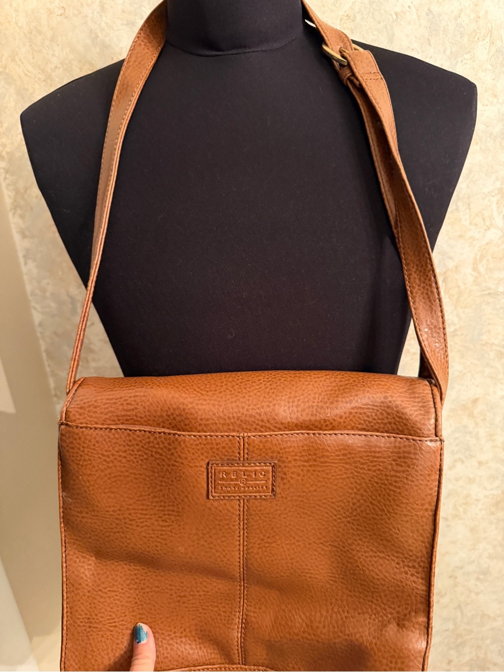 Relic Brown Leather Messenger Bag